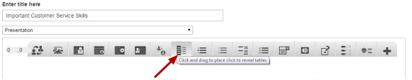 Step 2: Click on the Click to reveal Tables Component Icon